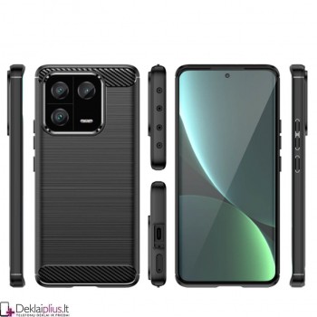Carbon guminis dėklas - juodas (Xiaomi 13 Pro)
